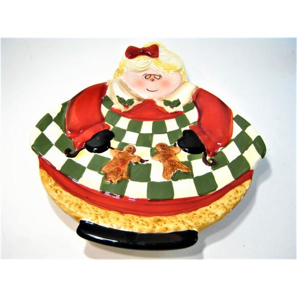 Certified International Christmas Holiday Becca Barton Mrs Claus Appetizer Plate - Picture 1 of 4
